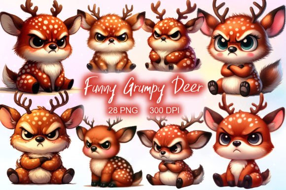 Download Funny Grumpy Deer Clipart PNG - Funny Collection