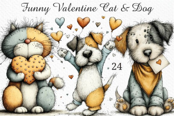 Download Funny Valentine Cat &amp; Dog Clipart Png - Funny Collection