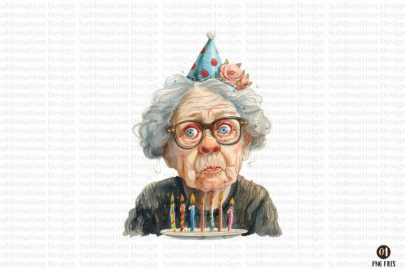 Download Funny Old Lady Birthday Balloons Clipart - Funny Collection
