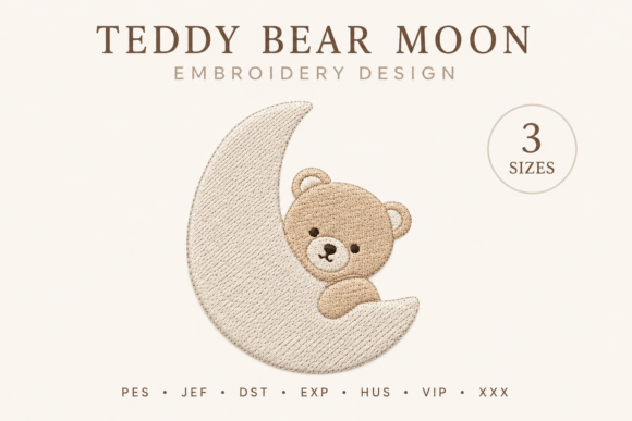 Download Moon Bear Embroidery Design – 3 Sizes - Premium Bundle