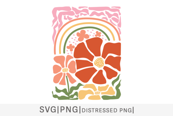 Download Retro Groovy Wild Flowers SVG PNG - Flowers Collection