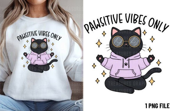 Download Funny Cat PNG Pawsitive Vibes Only - Funny Collection