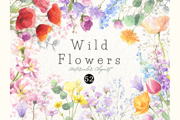 Download Watercolor Wildflowers Elements Clipart - Flowers Collection