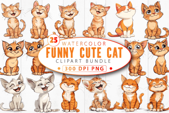Download Funny Cute Cat Clipart Bundle - Funny Collection