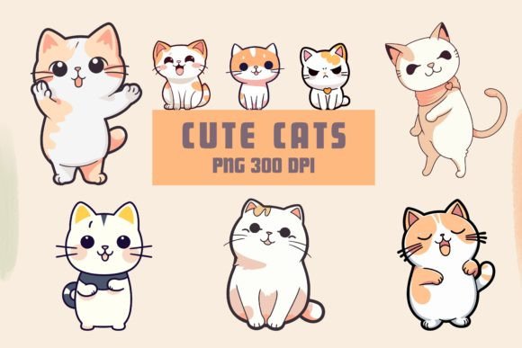 Download Funny Cute Cartoon Cat PNG Clipart Set - Funny Collection