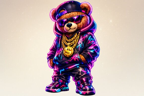 Download Neon Hip Hop Teddy Bear PNG Clipart Art - Teddy bear png Collection