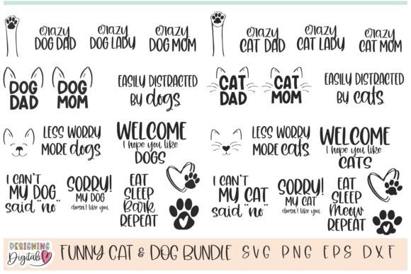 Download Funny Pet SVG Bundle, Cat &amp; Dog Clipart - Funny Collection