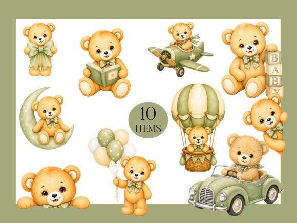 Download Watercolor Teddy Bear Adventures Clipart - Premium Bundle