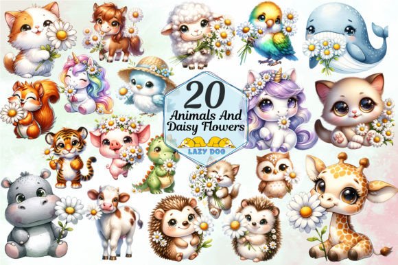 Download Cute Animals &amp; Daisy Flowers - Flowers Collection