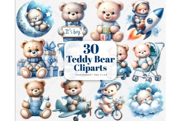 Download Watercolor Blue Teddy Bear PNG Clipart - Teddy bear png Collection