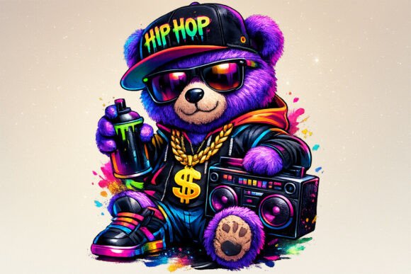 Download Neon Hip Hop Teddy Bear PNG Clipart - Teddy bear png Collection