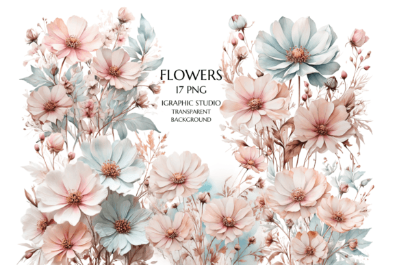 Download Rose Gold and Teal Wildflowers PNG - Flowers Collection